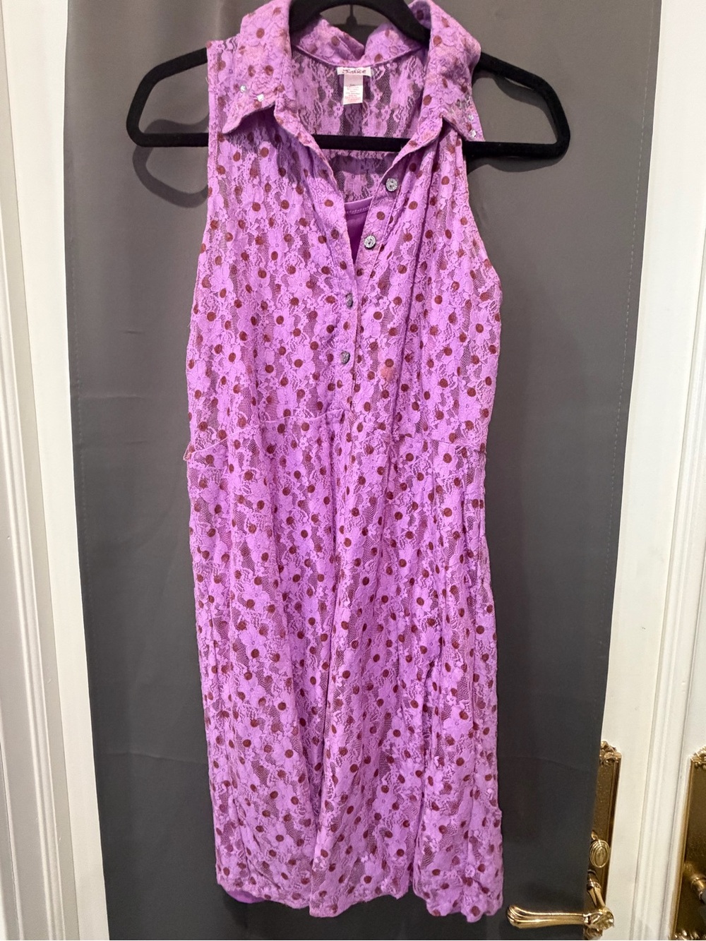 Justice Plus Size Purple Lace Polka Dot Sleeveless size 20